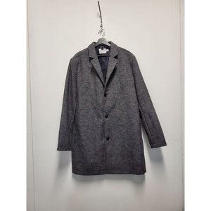 TOPMAN Jacket Overcoat Trench Wool-Blend Charcoal Gray Size XXL